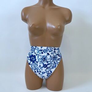 Floral Blue and White Bikini Bottom